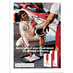 1973 Viceroy Cigarettes Formula 1 Racing Race Car Vintage Print Ad 70s Wall Art